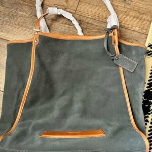 Frye Gray and Tan Tote with Leather Accents